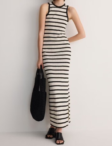 Rochie lunga Reserved, crem/negru