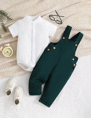 Compleu Shein Kids, alb/verde
