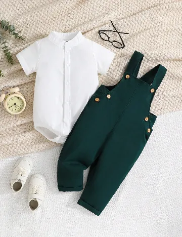 Compleu Shein Kids, alb/verde