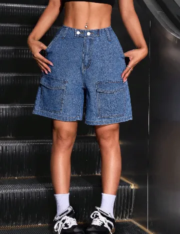 Pantaloni scurti SHEIN, albastru