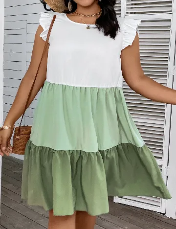 Rochie medie SHEIN CURVE, alb/verde Verde