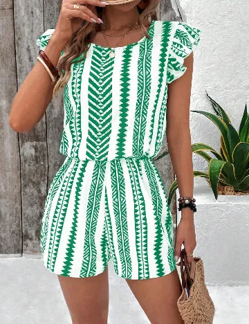 Salopeta SHEIN, alb/verde Verde