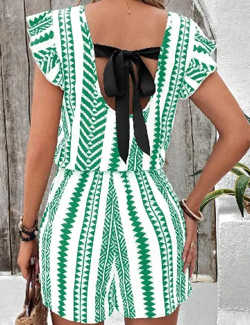 Salopeta SHEIN, alb/verde Verde