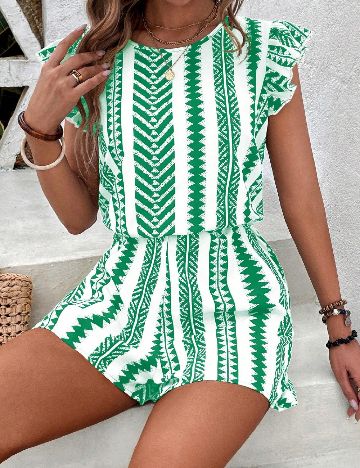 Salopeta SHEIN, alb/verde