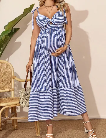 Rochie lunga SHEIN Maternity, albastru/alb