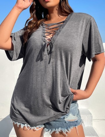 Tricou SHEIN CURVE, gri