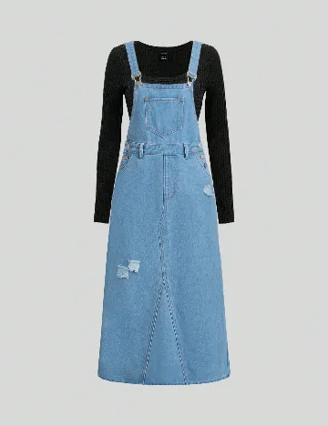 Salopeta Shein Kids, albastru Albastru