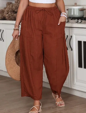 Pantaloni SHEIN CURVE, maro deschis Maro