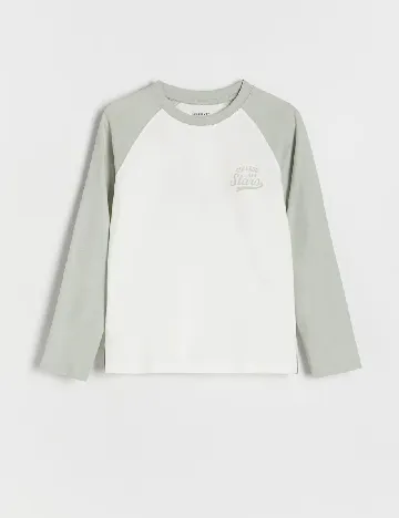 Bluza Reserved, alb/verde Alb