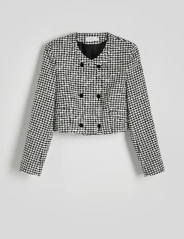 Sacou Reserved, alb/negru