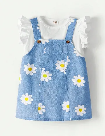 Compleu Shein Kids, alb/albastru Albastru