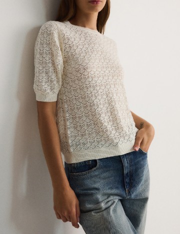 Tricou Reserved, ecru