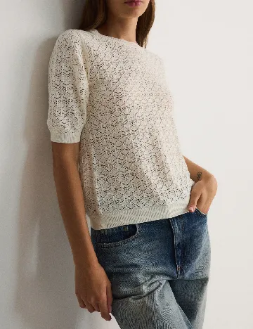 Tricou Reserved, ecru Alb