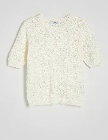 Tricou Reserved, ecru Alb