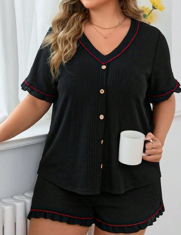 Pijama SHEIN CURVE, negru