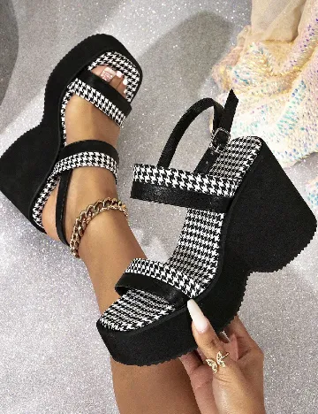 Sandale SHEIN, alb/negru Negru