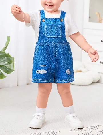 Salopeta Shein Kids, albastru Albastru