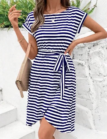 Rochie scurta SHEIN, alb/albastru Albastru