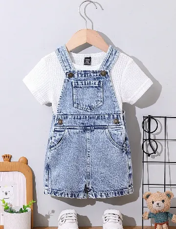 Compleu Shein Kids, alb/albastru Albastru
