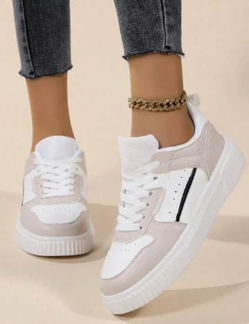 Adidasi SHEIN, alb/bej