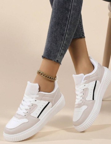 Adidasi SHEIN, alb/bej