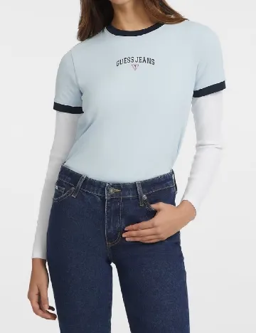 Tricou Guess, albastru Albastru