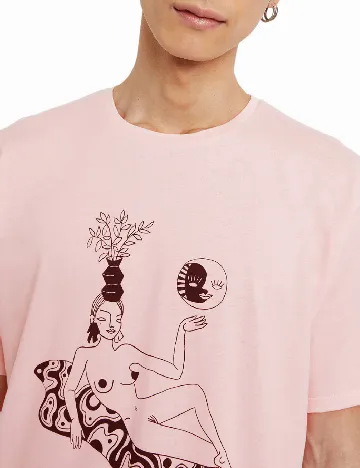 Tricou Oversize Desigual, roz Roz
