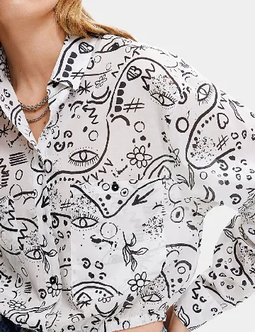 Camasa Desigual, alb Alb