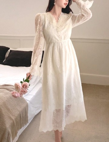 Rochie lunga Dazy, ecru