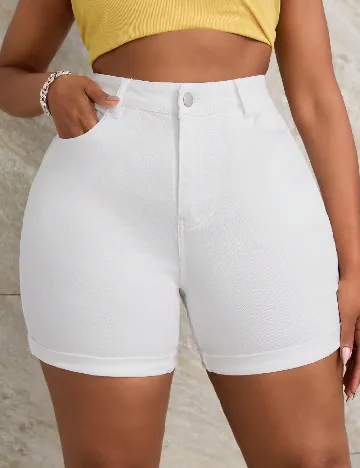 Pantaloni scurti SHEIN CURVE, alb Alb