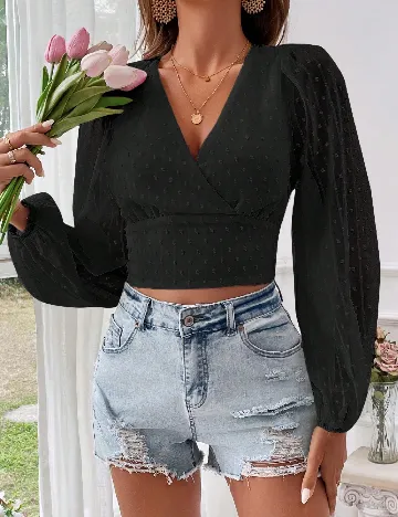 Top SHEIN, negru Negru