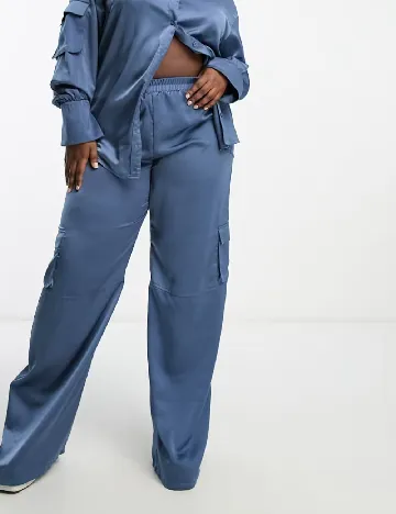 Pantaloni I SAW IT FIRST Plus Size, albastru Albastru