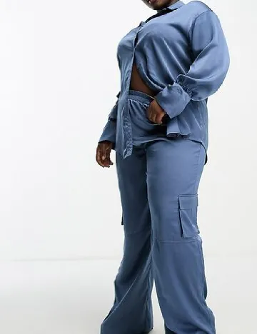 Pantaloni I SAW IT FIRST Plus Size, albastru Albastru