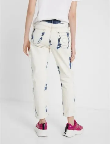Blugi Desigual, ecru Alb
