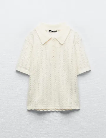 Tricou Zara, ecru Alb