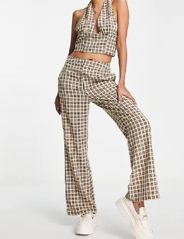 Pantaloni Lola May, crem/maro