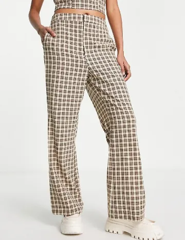 Pantaloni Lola May, crem/maro