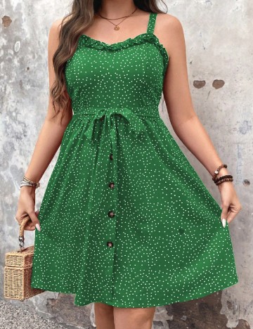 Rochie scurta SHEIN CURVE, verde/alb