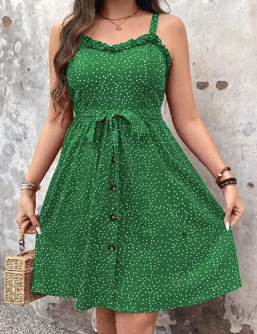 Rochie scurta SHEIN CURVE, verde/alb Verde