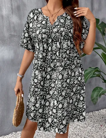 Rochie scurta SHEIN CURVE, alb/negru Negru