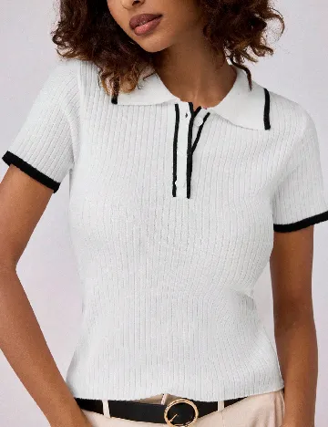 Tricou Forever 21, alb/negru Alb