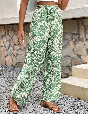 Pantaloni SHEIN, verde/alb