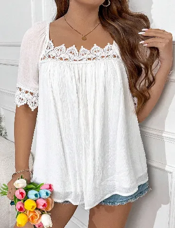 Bluza SHEIN CURVE, alb Alb