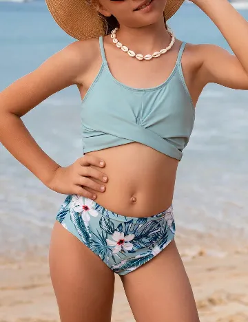 Costum de baie Shein Kids, turcoaz Albastru