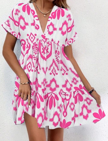 Rochie scurta SHEIN, alb/roz