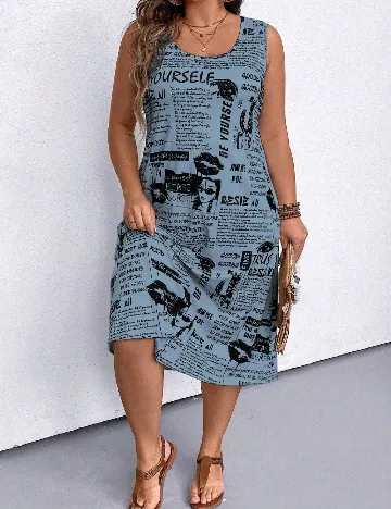 Rochie medie SHEIN CURVE, albastru
