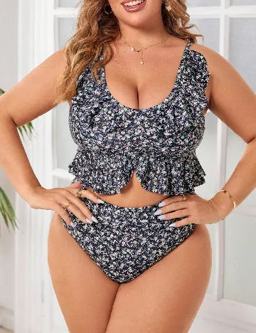 Costum de baie SHEIN CURVE, floral print