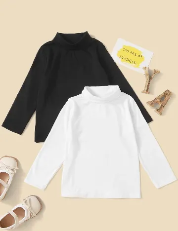 Set bluze 2 bucati Shein Kids, alb/negru Negru