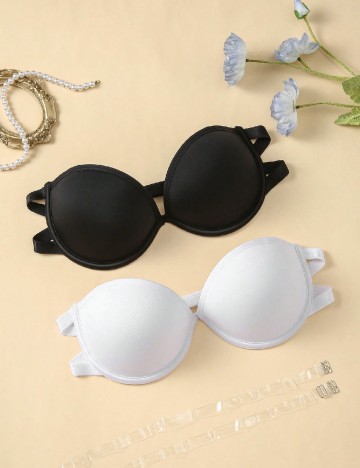 Set sutiene 2 bucati SHEIN, alb/negru