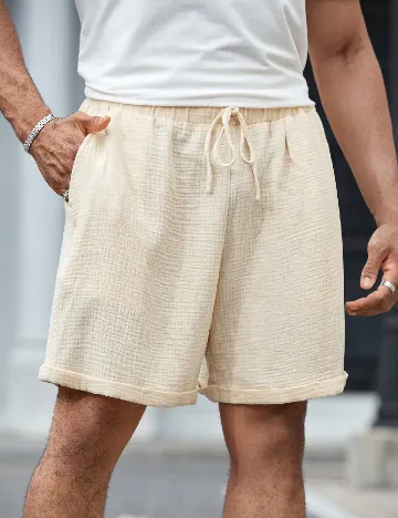 Pantaloni scurti SHEIN Plus Size Men, crem Crem